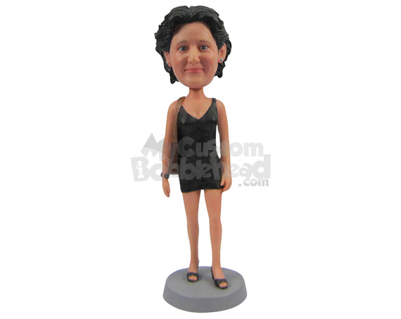 Custom Bobblehead Gorgeous Lady In One Piece Attire With A Matching Handbag - Leisure & Casual Casual Females Personalized Bobblehead & Cake Topper Custom Bobblehead Gorgeous Lady In One Piece Attire With A Matching Handbag - Leisure & Casual Casual Females Personalized Bobblehead & Cake Topper
